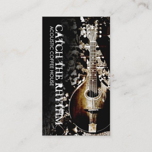 Customizable Vintage Mandolin Acoustic Business Card