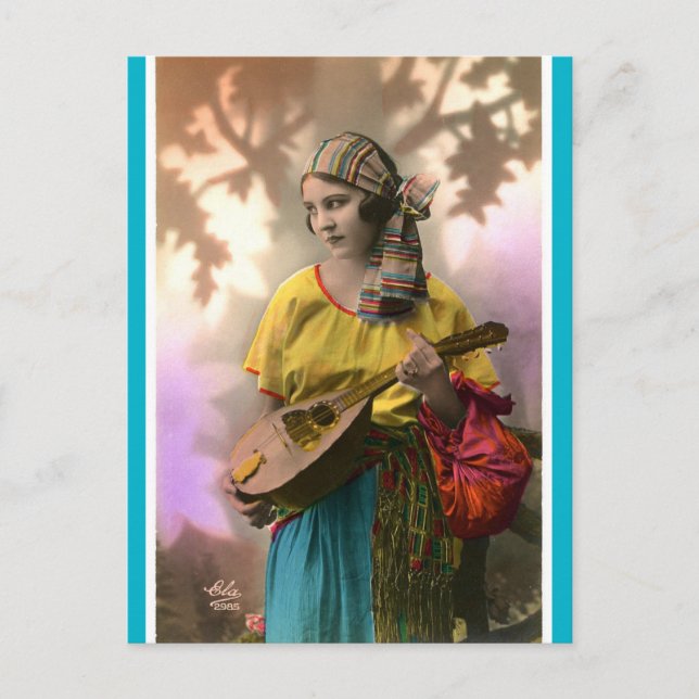 Vintage Mandolin Gypsy Postcard (Front)