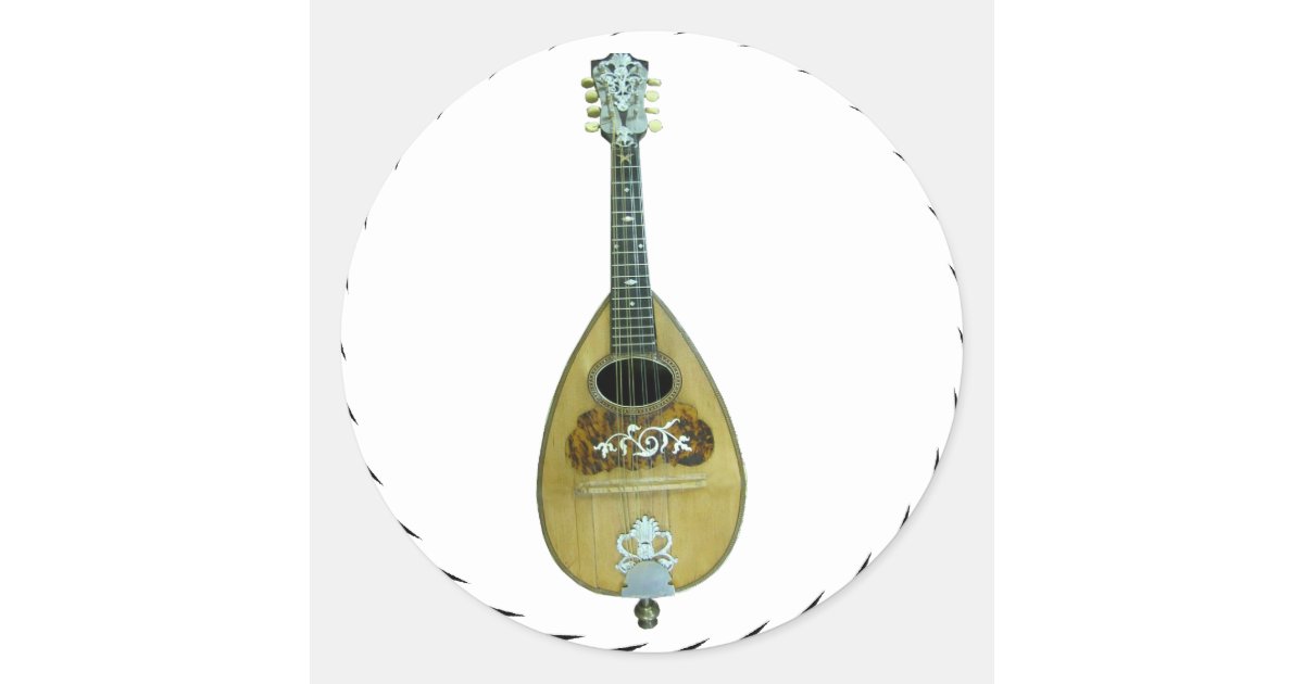 VINTAGE MANDOLINSTICKER CLASSIC ROUND STICKER Zazzle