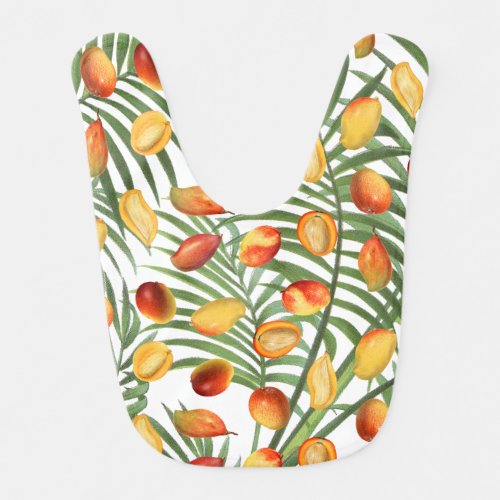 Vintage Mango  Greenery Summer Fruit Pattern Baby Bib