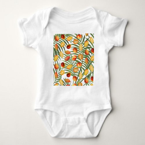 Vintage Mango  Greenery Summer Fruit Pattern Baby Bodysuit