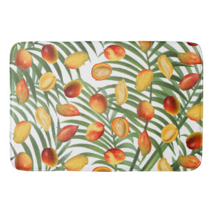 Vintage Mango & Greenery Summer Fruit Pattern Bath Mat