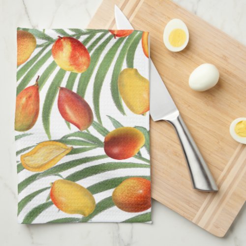 Vintage Mango  Greenery Summer Fruit Pattern Kitchen Towel