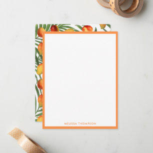 Vintage Mango & Greenery Summer Fruit Pattern Note Card