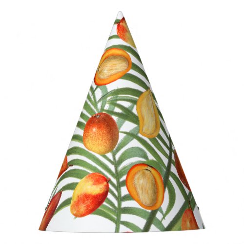 Vintage Mango  Greenery Summer Fruit Pattern Party Hat