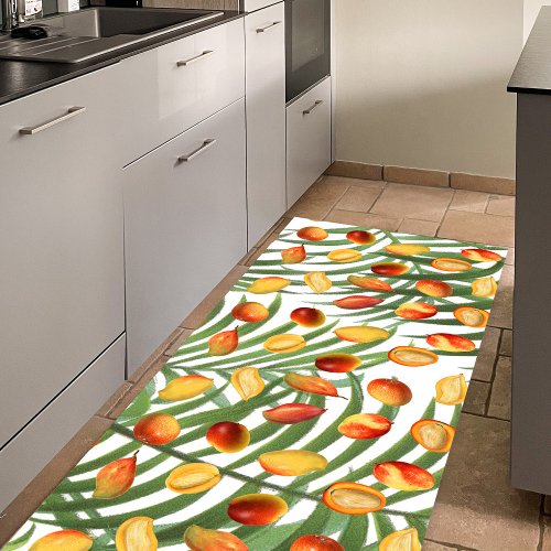 Vintage Mango  Greenery Summer Fruit Pattern Runner