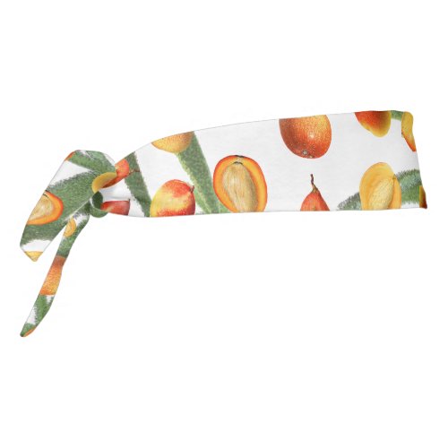 Vintage Mango  Greenery Summer Fruit Pattern Tie Headband