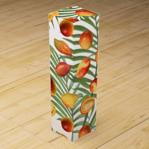 Vintage Mango & Greenery Summer Fruit Pattern Wine Box