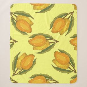 Vintage Mango: Tropical Hand-Drawn Pattern. Sherpa Blanket