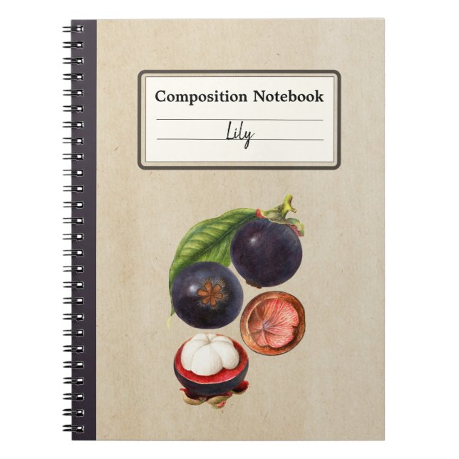 Vintage Mangosteens Personalized Composition Notebook (Front)
