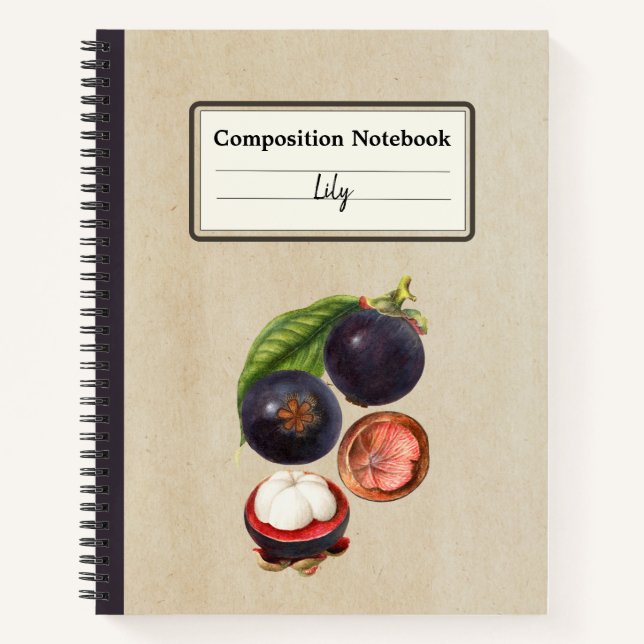 Vintage Mangosteens Personalized Composition Notebook (Front)