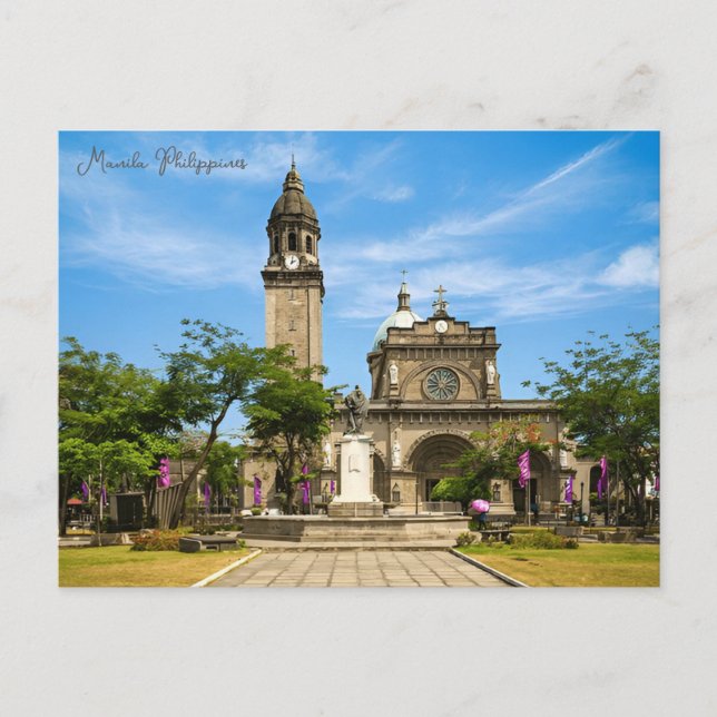 Vintage manila philippines Travel watercolor retro Postcard (Front)