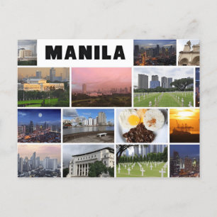 Vintage manila philippines Travel watercolor retro Postcard