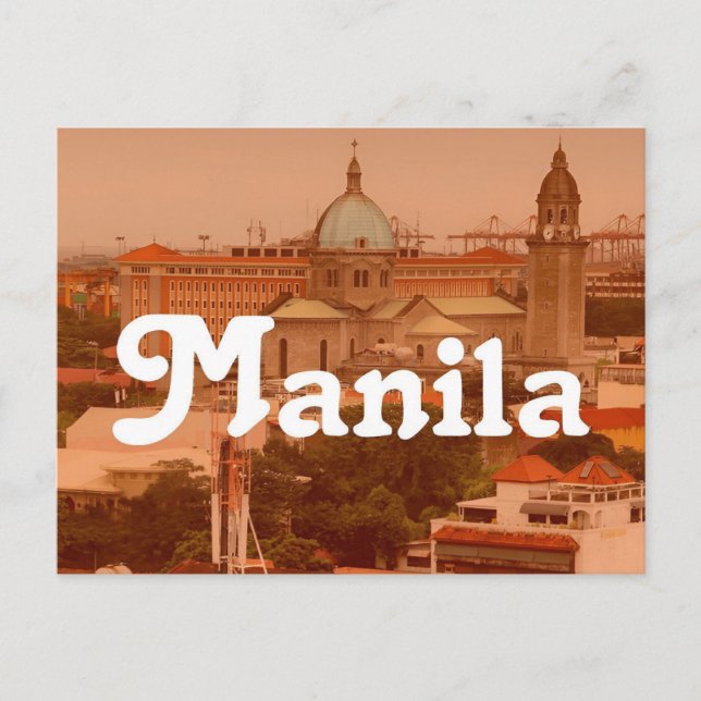 Vintage manila philippines Travel watercolor retro Postcard (Front)
