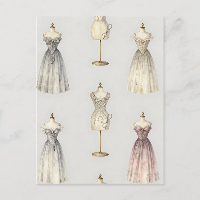 Vintage Mannequin Ballgown Pattern Postcard (Front)