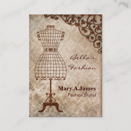 Customizable vintage mannequin fashion business cards