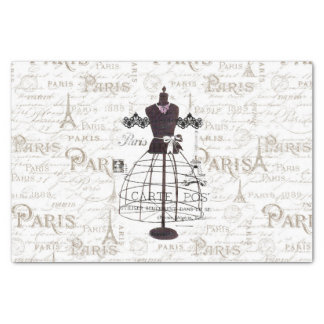 Vintage mannequin French typo Paris Eiffel Tower Tissue Paper