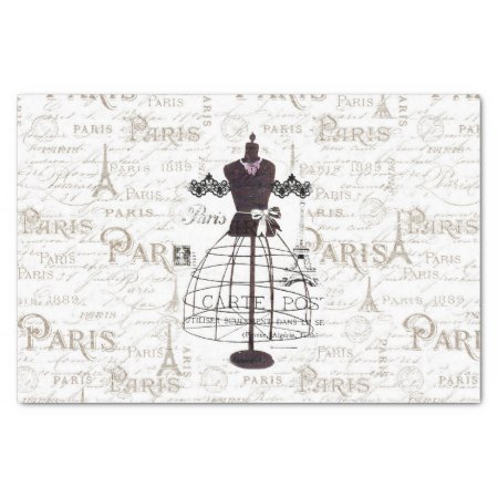 Vintage Mannequin French Typo Paris Eiffel Tower Tissue Paper