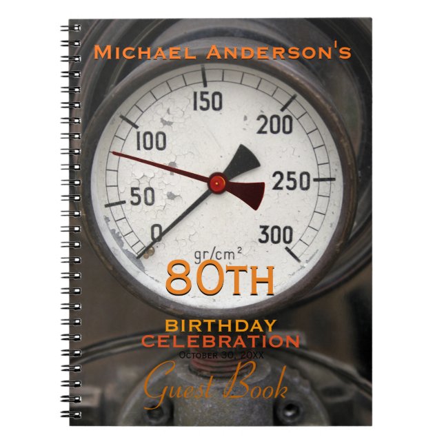 Vintage Manometer 80th Birthday Guest Book (Front)