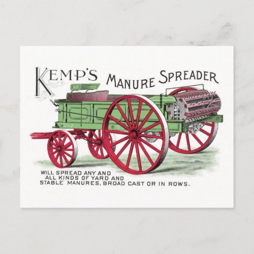 Vintage Manure Spreader Machine Postcard