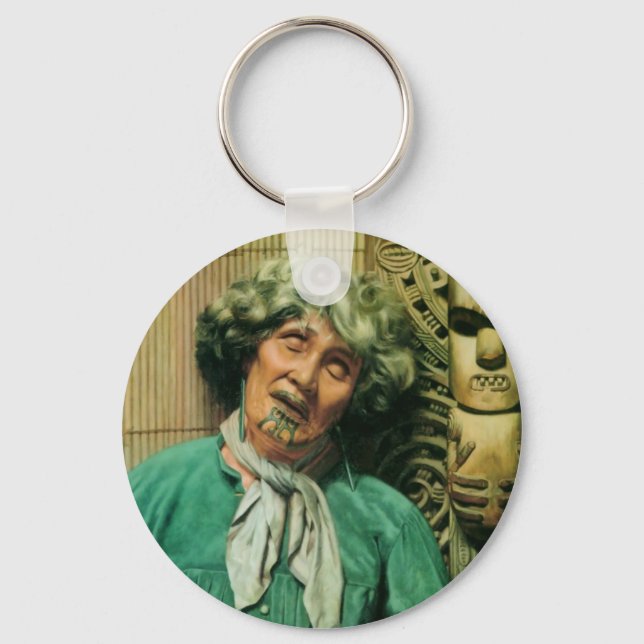 Vintage Maori Art by CF Goldie Keychains (Front)