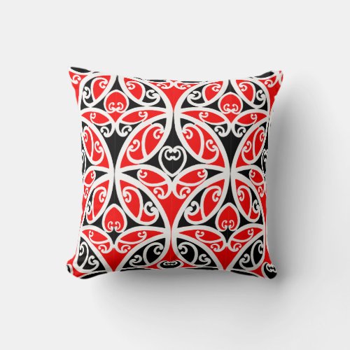 Vintage Maori New Zealand Tribal Art Pattern Throw Pillow