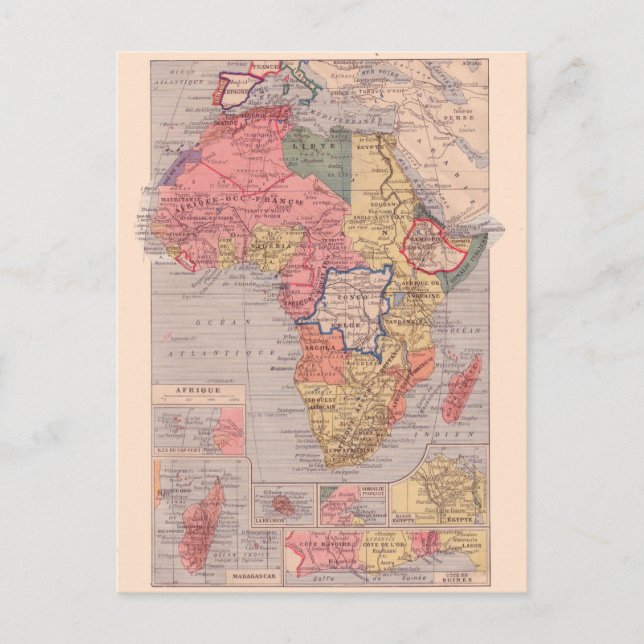 Vintage map, 1920,  Africa Postcard (Front)