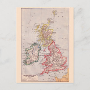 Vintage map, 1920, Great Britain and Ireland Postcard