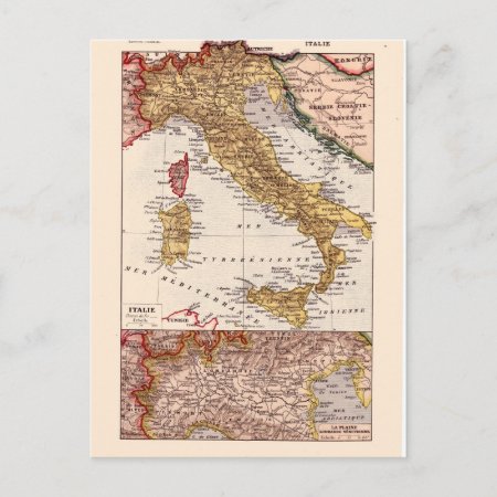 Vintage Map, 1920,  Italy Postcard