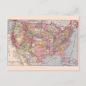 Vintage Map  1920  Usa States Postcard by windsorprints at Zazzle