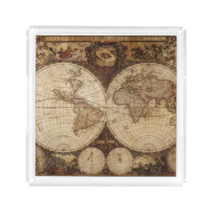 Vintage Map Acrylic Tray