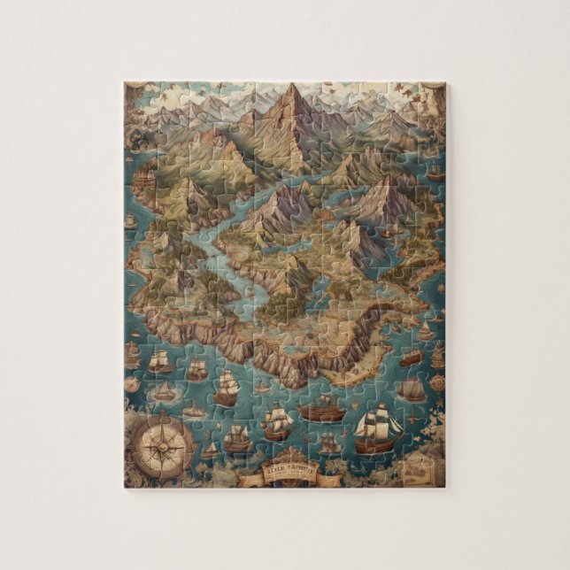Vintage Map Adventure Jigsaw Puzzle (Vertical)