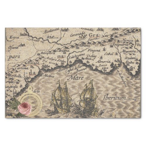 Vintage Map and Sailboats Tissue Paper