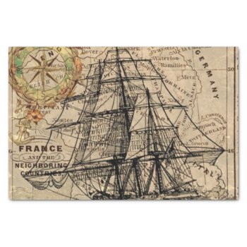 Vintage Map And Ship Tissue Paper by KraftyKays at Zazzle
