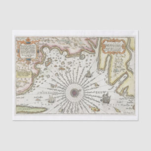 Vintage map art decoupage tissue paper