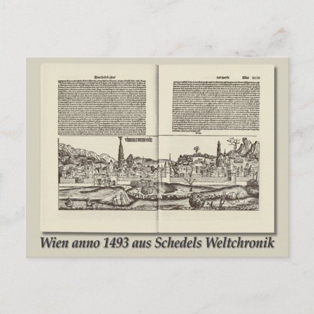 Vintage map Austria Schedls Weltchronik 1493 Postcard (Front)