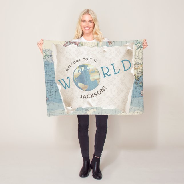 Vintage Map Baby Blanket (In Situ)