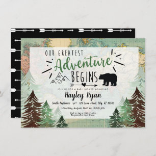 Vintage Map Baby Boy Our Greatest Adventure Invitation