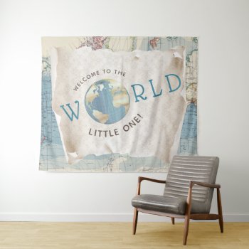 Vintage Map Baby Shower Backdrop by The_Baby_Boutique at Zazzle