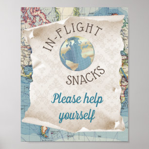 Vintage Map Baby Shower Food Table Sign