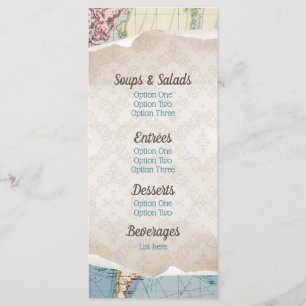 Vintage Map Baby Shower Menus