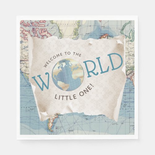 Vintage Map Baby Shower Napkins