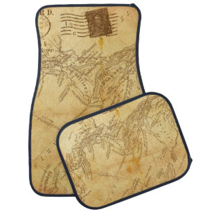 Vintage map background paper car floor mat