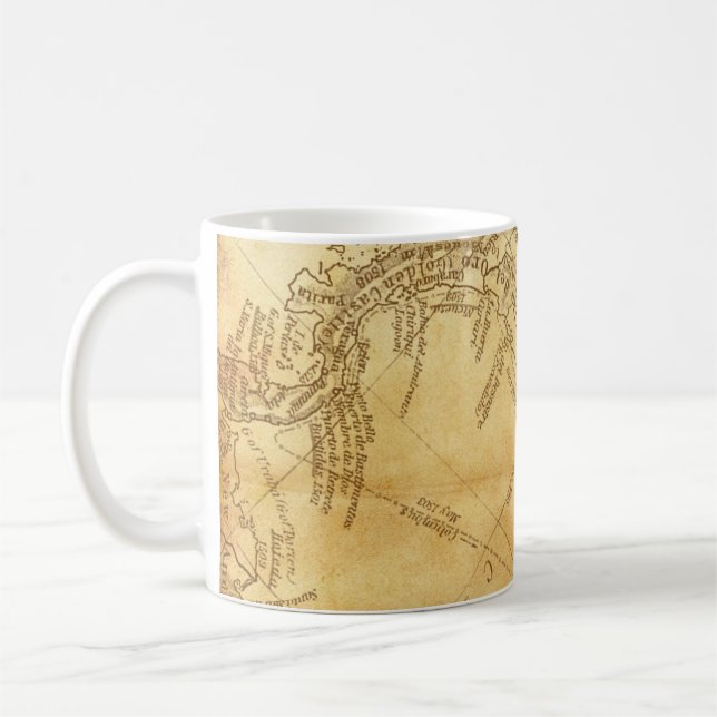 Vintage map background paper coffee mug (Left)