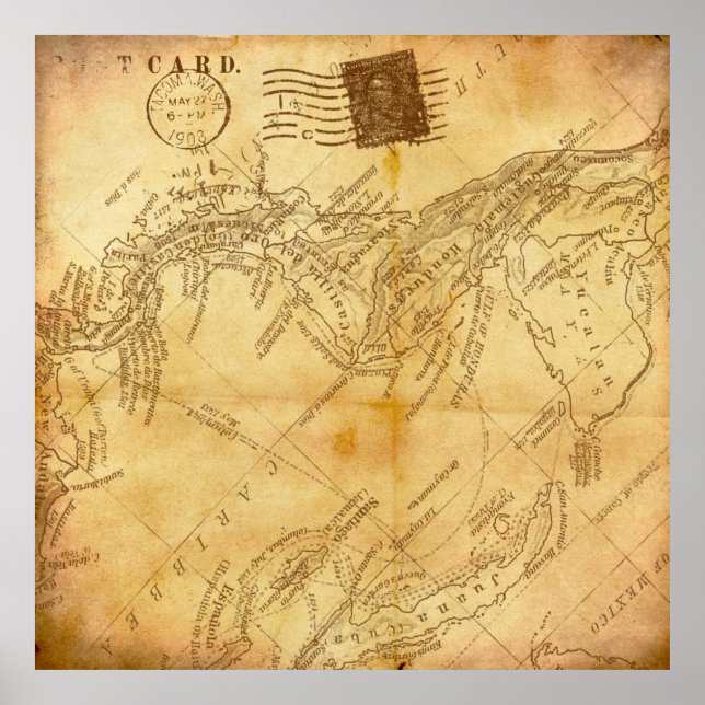 Vintage map background paper poster (Front)