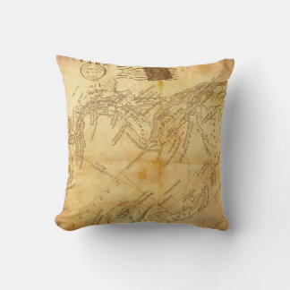 Vintage map background paper throw pillow