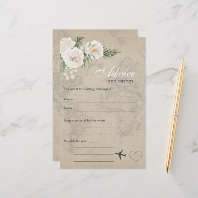 Vintage Map Bridal Shower Advice (Front/Back In Situ)