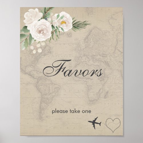 Vintage Map Bridal Shower Favors  Sign