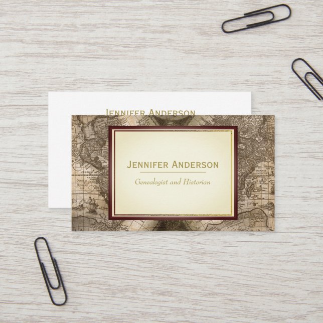 Vintage Map Business Card (Front/Back In Situ)