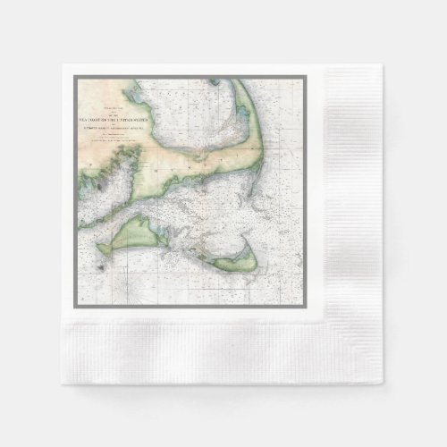 Vintage Map Cape Cod Nantucket Marthas Vineyard Napkins